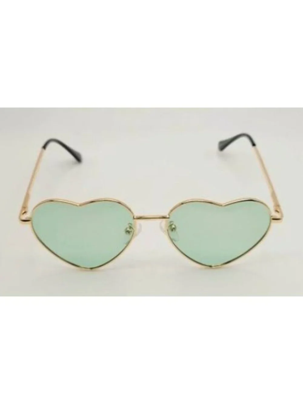 Heart-Shaped Light Green Sunglasses With Gold Frame